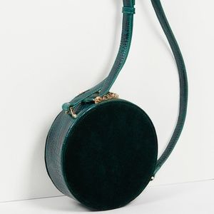 Green Velvet Round Bag, circle bag FREE PEOPLE